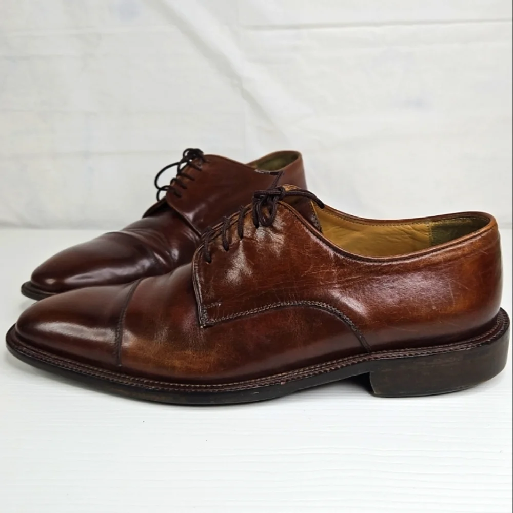🛍Vintage Leather Dark Brown Lace Up Men's Shoes Double-Vida Made In Italy 91/2M